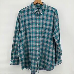 Ralph Lauren Flannel Shirt Mens 1XB Lined Green Plaid Cabincore Pony Big & Tall